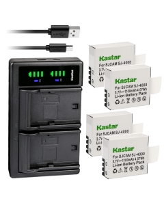 Kastar 4-Pack Battery and LTD2 USB Charger Compatible with Eken H8, Eken H8 Pro, Eken H8R, Eken H9, Eken H9R, Eko Full HD 1080p Wifi, Eko HD 720p, Eko Ultra HD 4K Wifi, Evolveo MiniDVR DV Sport Camera