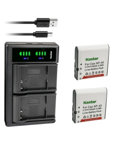 Kastar 2-Pack Battery and LTD2 USB Charger Replacement for Casio Exilim Zoom EX-Z30, Exilim Zoom EX-Z300, Exilim Zoom EX-Z40, Exilim Zoom EX-Z450, Exilim Zoom EX-Z50, Exilim Zoom EX-Z500