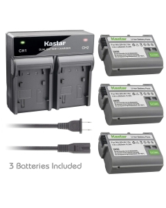 Kastar 3 Pack Battery and AC Rapid Dual Charger Compatible with Nikon EN-EL15 Nikon EN-EL15a Battery, Nikon MH-25 MH-25a Charger, Nikon D800E Nikon D810 Nikon D810A Nikon D850 Nikon D7000 Nikon D7100