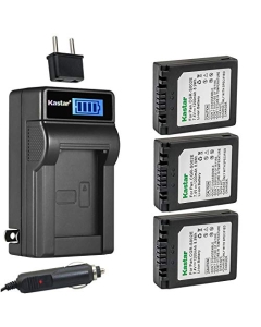 Kastar 3-Pack CGA-S002 Battery and LCD AC Charger Compatible with Panasonic Lumix DMC-FZ5PP, Lumix DMC-FZ5S, Lumix DMC-FZ10, Lumix DMC-FZ10EB, Lumix DMC-FZ10EG-K, Lumix DMC-FZ10EG-S, Lumix DMC-FZ10GN
