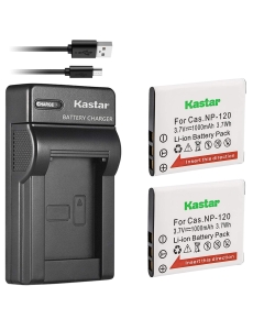Kastar Battery (X2) & Slim USB Charger for Cas NP-120, NP120, CNP120 and Cas Exilim EX-S200 EX-S300 EX-Z31 EX-Z680 EX-Z690 EX-ZS10 EX-ZS12 EX-ZS15 EX-ZS20 EX-ZS26 EX-ZS30 Digital Camera