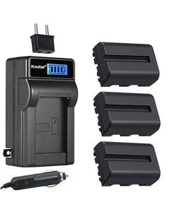 Kastar 3-Pack NP-FM500H Battery and LCD AC Charger Compatible with Sony α200, Alpha A200, DSLR-A200, DSLR-A200K, DSLR-A200W, DSLR-A200WB, DSLR-A300, α300, Alpha A300, DSLR-A300K, DSLR-A300K/N Cameras