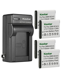 Kastar 4-Pack Battery and AC Wall Charger Replacement for Panasonic DMW-BCN10 DMW-BCN10E, DMW-BCN10GK DMW-BCN10PP Battery, Panasonic DMC-LF1, Panasonic DMC-LF1K, Panasonic DMC-LF1W Digital Camera