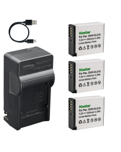 Kastar 3-Pack Battery and AC & USB-C Charger Compatible with Panasonic DMW-BLG10 BLG10E BLG10PP Lumix GF3 GF5 GF6 GX7 GX80 GX85 GX9 LX100 LX100 II ZS60 ZS70 ZS80 ZS100 ZS200 Leica BP-DC15 D-Lux C-Lux