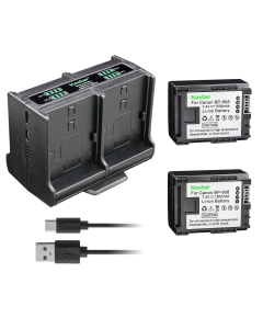 Kastar 2-Pack Battery and Quadruple Charger Compatible with Canon BP-808, BP808, BP-809, BP809, BP-819, BP819, BP-827, BP827 Battery, Canon CG-800 Charger