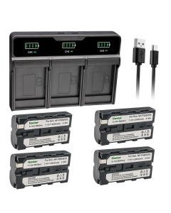 Kastar 4-Pack Battery and Triple Charger Replacement for Sony NP-F330 NP-F530 NP-F550 NP-F570 Battery