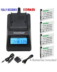 Kastar Ultra Fast Charger(3X faster) Kit and Battery (4-Pack) for Panasonic DMW-BCN10, DMW-BCN10E, DMW-BCN10PP work for Panasonic Lumix DMC-LF1, Lumix DMC-LF1K, Lumix DMC-LF1W Digital Cameras [Over 3x faster than a normal charger with portable USB charge 