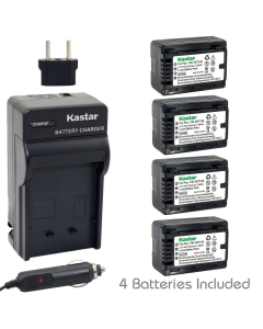Kastar Battery (4-Pack) and Charger Kit for Panasonic VW-VBT190 and HC-V110 V130 V160 V180 HC-V201 V210 V250 HC-V380 HC-V510 V520 V550 HC-V710 V720 V750 V770 HC-VX870 HC-VX981 HC-W580 W850 HC-WXF991