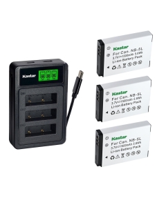 Kastar 3-Pack Battery with LZD3 USB Triple Charger Compatible with Canon NB-5L NB-5LH, PowerShot S100 S110 SX200 SX210 SX220 SX230 SD700 SD800 SD870 SD970 SD990 Digital IXUS Cameras