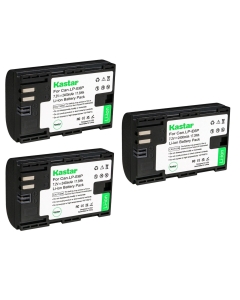 Kastar 3-Pack LP-E6P Rechargeable High-amperage Lithium-ion Battery Replacement for Canon LPE6P Battery, Canon LC-E6 and Canon LC-E6E Battery Chargers, Canon EOS R5 Mark II Mirrorless Camera
