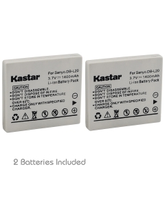 Kastar Battery 2 Pack for Sanyo DB-L20, DB-L20AU, DBL20 and Sanyo VPC-C40, VPC-C5, VPC-C6, VPC-CA6, VPC-CA65, VPC-CA8, VPC-CA9, VPC-CG6, VPC-CG65, VPC-CG9, VPC-E1, VPC-E2, VPC-E6, VPC-E7, VPC-S7