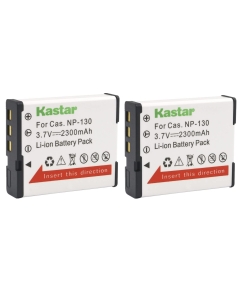 Kastar CNP130 Battery (2-Pack) for Cas NP-130 NP-130A and Cas Exilim EX-10 EX-100 EX-H30 EX-H35 EX-SC100 EX-FC300S EX-FC400 EX-FC400S EX-ZR100 EX-ZR200 EX-ZR300 EX-ZR310 EX-ZR320 EX-ZR400 Camera