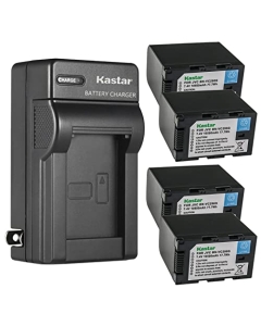 Kastar 4-Pack Battery and AC Wall Charger Replacement for JVC BN-VC264G BN-VC296G Battery, JVC AA-VC20 AA-VC20E AA-VC20U Battery Charger, JVC GY-HC500SPC Connected Cam 4K Handheld Camcorder