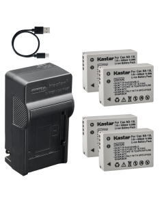 Kastar 4-Pack Battery and AC & USB-C Charger, Compatible with Canon NB-10L NB-10LH Batteries for PowerShot G1 X G3 X G15 G16 SX40 HS SX50 HS SX60 HS Cameras