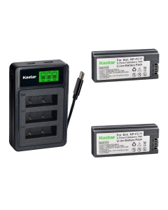 Kastar 2-Pack Battery with LZD3 USB Triple Charger Compatible with Sony NP-FC11 NP-FC10, DSC-P2 P3 P5 P7 P8 P9 P10 P12 F77 FX77 V1 Cameras
