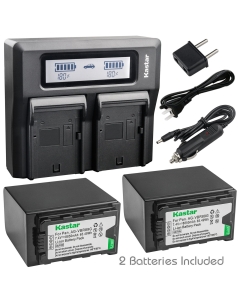 Kastar Fast Dual LCD Charger + 2X Battery for Panasonic AG-VBR89G AG-VBR118G AG-DVC30 AG-HPX171 AG-HPX255 AG-HVX201 AJ-PCS060 AJ-PX230 AJ-PX270 AJ-PX270PJ AJ-PX298 AJ-UX180 AJ-UX90 HC-MDH2