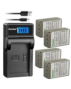 Kastar 4-Pack Battery and LCD USB Charger Compatible with Casio NP-100 NP-100L CNP100, NP-100DBA NP100DBA Battery, BC-100L BC100L Charger, Casio Exilim Pro EX-F1 EXF1, Exilim Pro EX-F1BK EXF1BK Camera