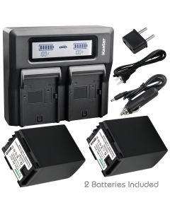Kastar Fast Dual LCD Charger + 2X Battery for Canon BP-827 BP827, CG-800, Canon HF S11, HF S20, HF S21, HF S30, HF S100, HF S200, HF10, HF11, HF20, HF21, HF100, HF200, HG20, HG21, HG30, XA10, XA10 HD