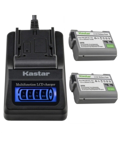 Kastar 2 Pack Battery and LCD Quick Charger with Car Adapter USB Output Compatible with Nikon EN-EL15 EN-EL15a Battery, Nikon MH-25 MH-25a Charger, Nikon 1 V1 D500 D600 D610 D7200 D7500 Z6 Z7 Z7Q3
