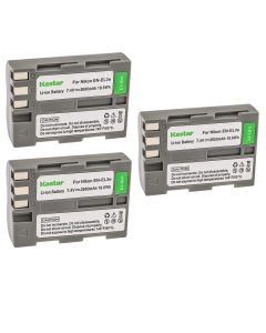 Kastar Battery (3-Pack) for Nik EN-EL3e, EN-EL3a, EN-EL3, MH-18, MH-18a Work with Nik D50, D70, D70s, D80, D90, D100, D200, D300, D300S, D700 Cameras and MB-D10, MB-D80 Grips