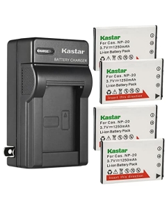 Kastar 4-Pack Battery and AC Wall Charger Replacement for Casio Exilim EX-S100 Exilim EX-S500 Exilim EX-S600 Exilim EX-S770 Exilim EX-S880 Exilim EX-Z11 Exilim EX-Z12 Exilim EX-Z3 EX-Z4 Exilim EX-Z5