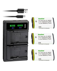 Kastar 3-Pack KLIC-8000 Battery and LTD2 USB Charger Replacement for Wisycom MPRLBP Battery, MPR30, MPR30-ENG, MPR50, MPR50-IEM, MPR51/52, MTP60 Wideband Receiver