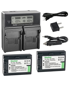 Kastar LCD Dual Smart Fast Charger & 2 x Battery Replacement for Sony NP-FH50 NPFH50 FH50 and Sony A230 A290 A390 DSC-HX1 HX100 HX200 HDR-TG1E TG3 TG5 TG7 Camera