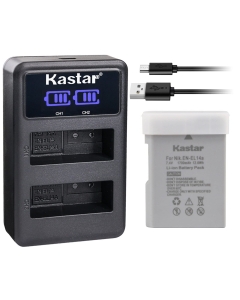 Kastar Battery 1 Pack and LED Dual Charger for Nikon EN-EL14a EN-EL14 MH-24, Nikon Coolpix P7000 Coolpix P7100 Coolpix P7700 Coolpix P7800 Nikon D3100 D3200 D3300 D3400 D5100 D5300 D5500 D5600 Df DSLR