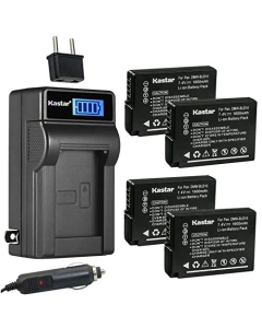 Kastar 4-Pack DMW-BLD10 Battery and LCD AC Charger Compatible with Panasonic DMW-BLD10, DMW-BLD10E, DMW-BLD10PP Battery, Panasonic DE-A93 DE-A93B, DE-A94 DE-A94B Charger, Panasonic DMC-GX1 G3 GF2