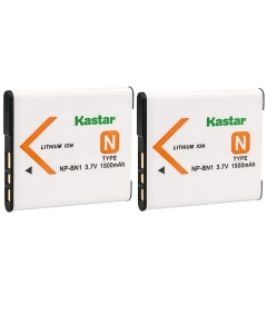 Kastar 2-Pack 3.7V 1500mAh Rechargeable Lithium-ion Battery Replacement for Sony Cyber-Shot DSC-WX70, Cyber-Shot DSC-WX80, Cyber-Shot DSC-WX100 Camera, NP-BN1, Type N Battery, BC-CSN, BC-CSNB Charger