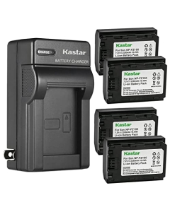 Kastar 4-Pack NP-FZ100 Battery and AC Wall Charger Replacement for Sony Alpha 7R V Full-Frame Mirrorless Interchangeable Lens Camera, FX30 Digital Cinema Camera, Sony Cinema Line FX30 Super 35 Camera