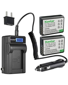 Kastar 2-Pack LP-E10 Battery and LCD AC Charger Compatible with Canon LP-E10 LPE10 Battery, Canon LC-E10 LC-E10N Charger, Canon EOS Rebel T3, EOS Rebel T5, EOS Rebel T6, EOS Rebel T7 DSLR Cameras
