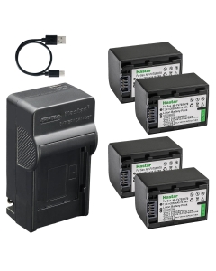 Kastar 4-Pack Battery and AC & USB-C Charger, Compatible with Sony NP-FV30 FV50 FV70 FV90 FV100, DCR-PJ SR SX, FDR-AX, HDR-CX HDR-PJ HDR-TD HDR-XR, NEX-VG Series, HXR Series, PXW-Z90V PXW-X70 Cameras
