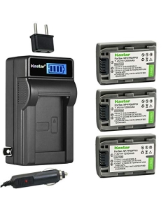 Kastar 3-Pack NP-FP50 / FP51 Battery and LCD AC Charger Compatible with Sony DCR-SR30, DCR-SR40, DCR-SR50, DCR-SR60, DCR-SR70, DCR-SR80, DCR-SR90, DCR-SR100, HDR-HC3, HDR-HC3E Camcorders