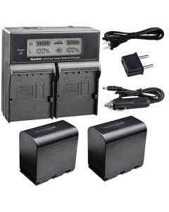 Kastar 2-Pack SSL-JVC70 Battery and AC LCD Dual Fast Charger Compatible with JVC GY-HM200U, GY-HM200HW, GY-HM200SP, GY-HM200SP Sports, GY-HM250 GY-HM250SP, GY-HM600, GY-HM600E, GY-HM600EC