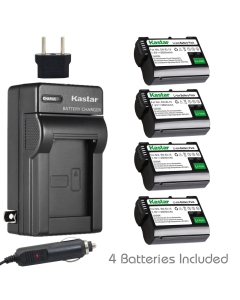 Kastar Battery (4-Pack) and Charger Kit for Nik EN-EL15, MH-25 Work with Nik DSLR D750 D7100, D7000, D800E, D800, D610, D600, Nik 1 V1