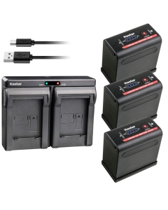 Kastar 3 Battery + Charger Replace for Canon UC-V20 UC-V30 UC-V100 UC-V200 C300 PL EOS C500 PL ES50 ES55 ES60 ES65 ES75 ES300V ES410V UC-V300 UC-X1 UC-X1Hi V50Hi V60Hi V65Hi V72 V75Hi V400 V420 G2000