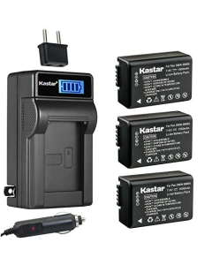 Kastar 3-Pack DMW-BMB9 Battery and LCD AC Charger Compatible with Panasonic DMW-BMB9, DMW-BMB9E, DMW-BMB9PP, Panasonic Lumix DMC-FZ72, Lumix DMC-FZ100, Lumix DMC-FZ150, Lumix DC-FZ80, Lumix DC-FZ85