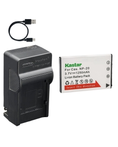 Kastar 1-Pack Battery and AC & USB-C Charger, Compatible with Casio NP-20 Battery, Exilim EX-S500 EX-S600 EX-S770 EX-S880 EX-Z60 EX-Z65 EX-Z70 EX-Z75 EX-Z77 EX-M1 EX-M2 EX-M20 and EX-Z Series Camera