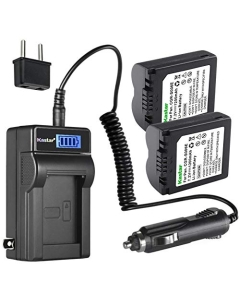 Kastar 2-Pack CGA-S006 Battery and LCD AC Charger Compatible with Leica BP-DC5 Battery, Leica V-LUX1 Camera, Panasonic CGA-S006, CGA-S006e, CGR-S006, CGR-S006e, DMW-BMA7, DE-A44, DE-994, DE-994A