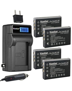 Kastar 4-Pack FNP-120 Battery and LCD AC Charger Compatible with Fujifilm NP-120, NP-120B, FinePix 603, FinePix F10, FinePix F10 Zoom, FinePix F11, FinePix F11 Zoom, FinePix M603, FinePix M603 Zoom
