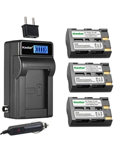 Kastar 3-Pack D-LI50 Battery and LCD AC Charger Compatible with Samsung SLB-1674 Battery, Samsung GX-10, GX-20, Dimage A1, Konica Minolta Dimage A2, Dynax 5D, Dynax 7D, Maxxum 5D, Maxxum 7D Cameras