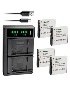 Kastar 4-Pack Battery and LTD2 USB Charger Replacement for Easypix DVX-1035, DVX1035, Genius G-Shot HD550T, G-Shot HD55, G-Shot HD580T, DV-E10, DV-E50G, DV-E70, DV-M100, DV-P10, DV-V90