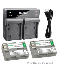 Kastar 2X Battery + Fast Dual Charger for Nikon EN-EL3e ENEL3e Battery and Nikon D100 D100SLR D200 D300 D300S D50 D50S D70 D70S D700 D80 D90 DSLR Cameras (Color: Gray)