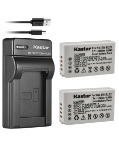 Kastar Battery (X2) & Slim USB Charger for Nik EN-EL22, ENEL22, MH-29 Work with Nik 1 J4, Nik 1 S2 Cameras