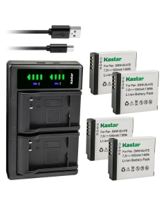 Kastar 4-Pack Battery and LTD2 USB Charger Replacement for Panasonic DMW-BLH7, DMW-BLH7E, DMW-BLH7PP, DMW-BLH7GT Battery, DE-A98, DE-A99 Charger, Panasonic Lumix DMC-LX10, Lumix DMC-LX15 Camera