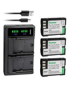 Kastar 3-Pack BLM-1 Battery and LTD2 USB Charger Replacement for Olympus BLM-1 BLM-1S, BLM-01 BLM01, PS-BLM1, BCM-2, Olympus HLD-2 Battery Grip, HLD-4 Battery Grip, Olympus E3, E520, E300, E330