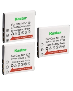 Kastar 3-Pack Battery CNP-120 Replacement for Casio NP-120 CNP-120 Battery, Casio BC-120 Charger, Casio Exilim EX-Z900, Exilim EX-Z910, Exilim EX-ZS10, Exilim EX-ZS12, Exilim EX-ZS15 Camera
