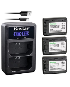 Kastar 3-Pack NP-FZ100 Battery and LED2 USB Charger Compatible with Sony FX3, FX30 Digital Cinema Camera, Cinema Line FX30 Super 35 Camera, Alpha 9 α9, Alpha A9 / ILCE-9, Alpha A 9 Camera