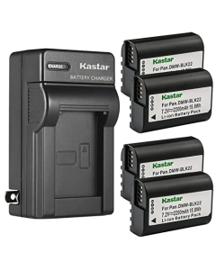 Kastar 4-Pack DMW-BLK22 Battery and AC Wall Charger Replacement for Panasonic Lumix GH5 II Mirrorless Digital Camera, Panasonic Lumix GH6 Mirrorless Digital Camera